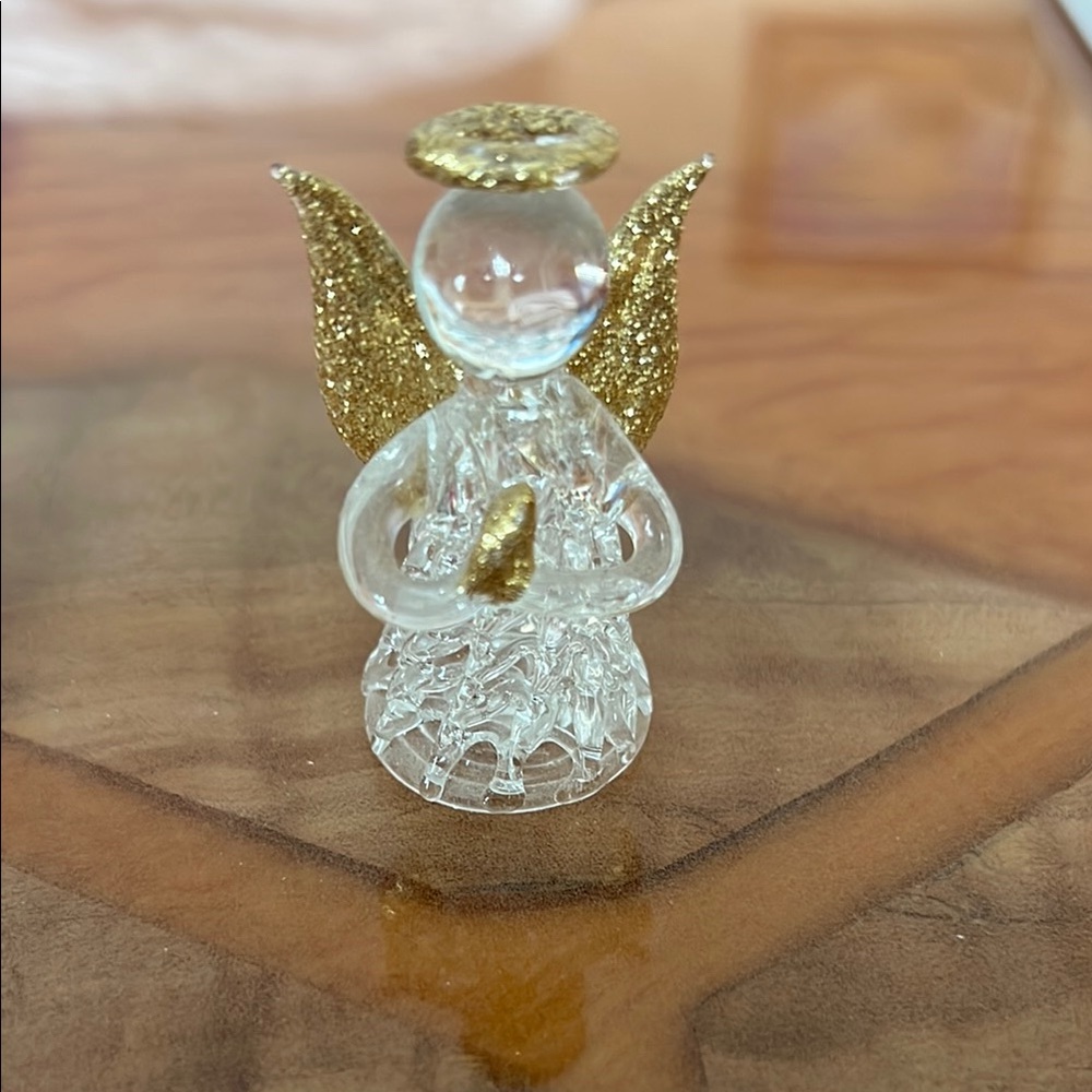 Crystal Angel Ornament with Gold Details